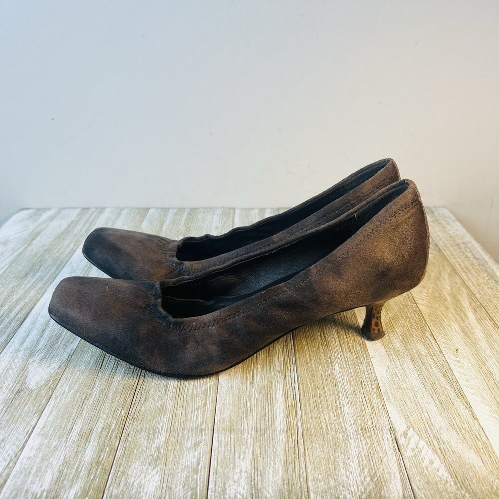 Donald J Pliner Kitten Heels Seana Brown Reptile Embossed Women's Size 8.5N